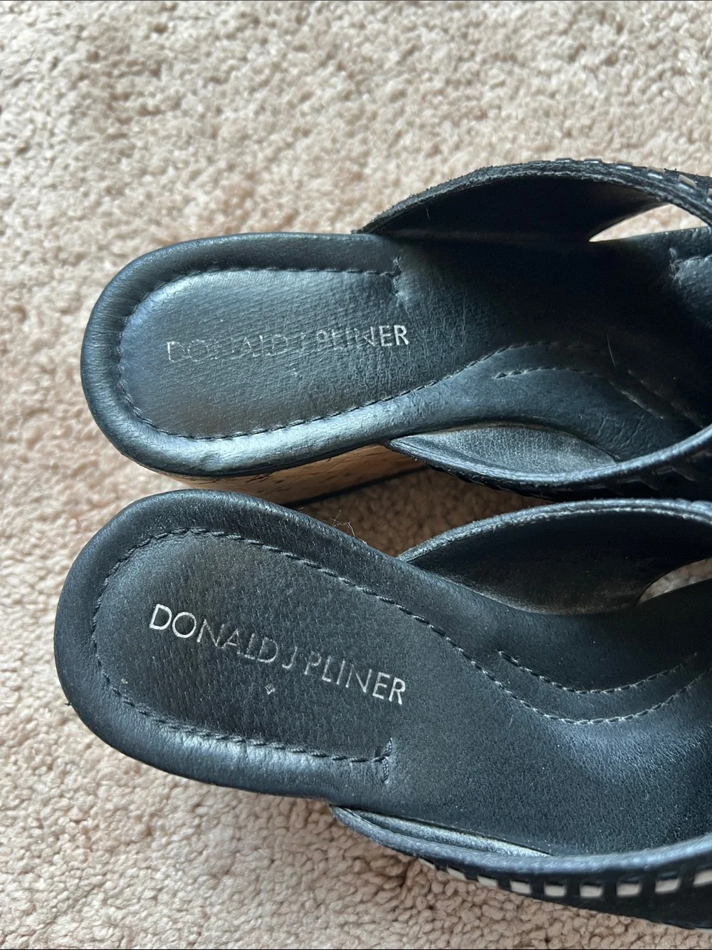 Donald J. Pliner Savee Leather with Cork Wedge Slide Sandals